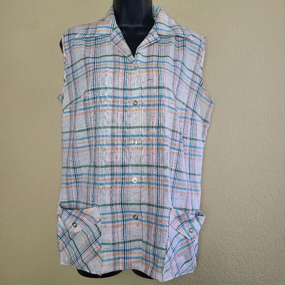 Vintage Laura Mae Life Press Sleeveless Top - Picture 1 of 8
